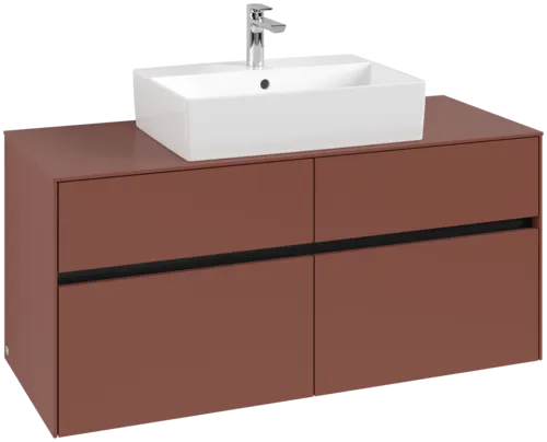 Bild von VILLEROY BOCH Collaro Waschbeckenunterschrank, mit Beleuchtung, 4 Auszüge, 1200 x 548 x 500 mm, Wine Red / Wine Red #C128B0AH