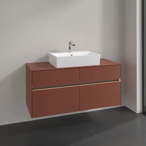 Bild von VILLEROY BOCH Collaro Waschbeckenunterschrank, mit Beleuchtung, 4 Auszüge, 1200 x 548 x 500 mm, Wine Red / Wine Red #C128B0AH