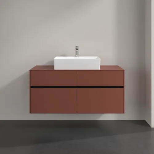 Bild von VILLEROY BOCH Collaro Waschbeckenunterschrank, mit Beleuchtung, 4 Auszüge, 1200 x 548 x 500 mm, Wine Red / Wine Red #C128B0AH