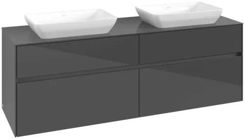 Bild von VILLEROY BOCH Collaro Waschbeckenunterschrank, 4 Auszüge, 1600 x 548 x 500 mm, Glossy Grey / Glossy Grey #C12300FP