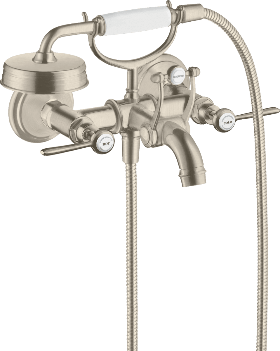 Picture of HANSGROHE AXOR Montreux 2-handle bath mixer for exposed installation with lever handles #16551820 - Brushed Nickel