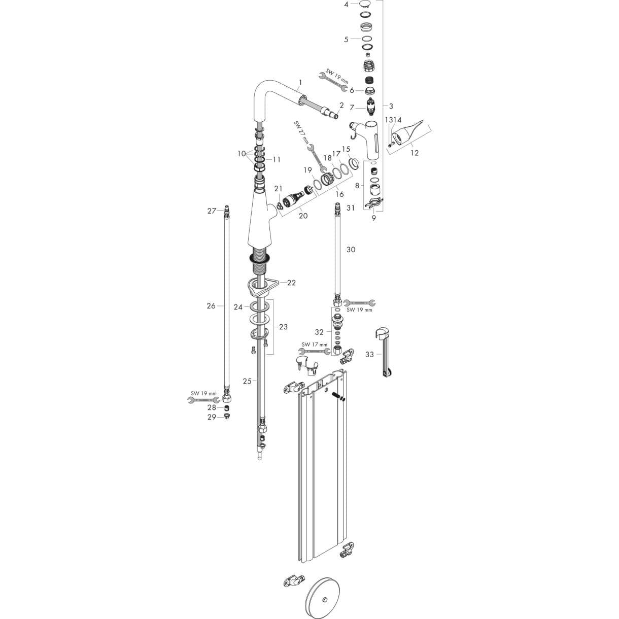 Bild von HANSGROHE Metris Select M71 Single lever kitchen mixer 240, pull-out spray, 2jet, sBox Chrome 73817000