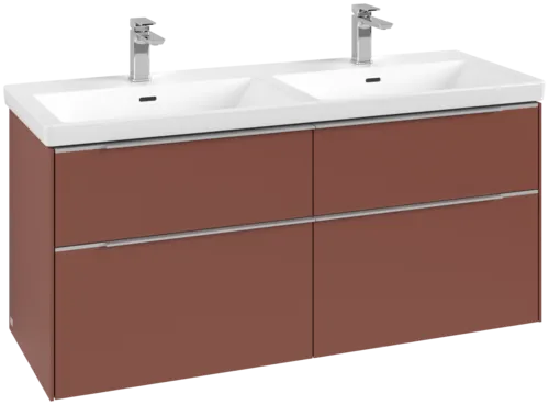 Bild von VILLEROY BOCH Subway 3.0 Waschbeckenunterschrank, mit Beleuchtung, 4 Auszüge, 1272 x 576 x 478 mm, Wine Red #C568L0AH