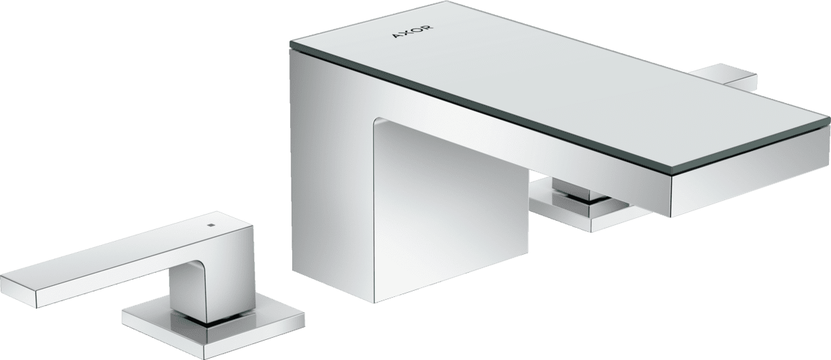 Bild von HANSGROHE AXOR MyEdition 3-Loch Waschtischarmatur 70 mit Push-Open Ablaufgarnitur #47050000 - Chrom/Spiegelglas