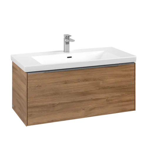 Bild von VILLEROY BOCH Subway 3.0 Waschbeckenunterschrank, 1 Auszug, 973 x 429 x 478 mm, Kansas Oak #C56900RH