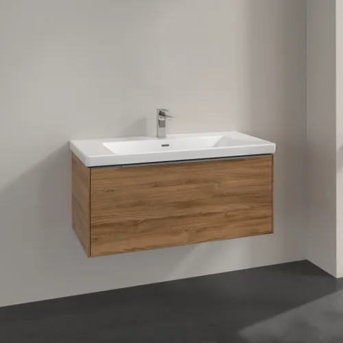 Bild von VILLEROY BOCH Subway 3.0 Waschbeckenunterschrank, 1 Auszug, 973 x 429 x 478 mm, Kansas Oak #C56900RH