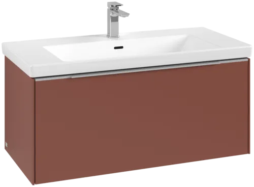 Bild von VILLEROY BOCH Subway 3.0 Waschbeckenunterschrank, mit Beleuchtung, 1 Auszug, 973 x 429 x 478 mm, Wine Red #C569L0AH