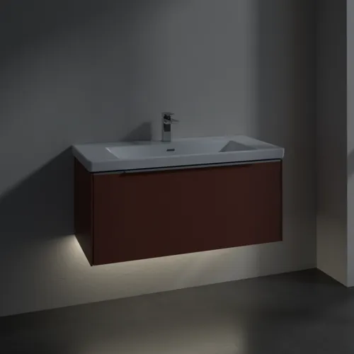 Obrázek VILLEROY BOCH Subway 3.0 Vanity unit, s osvětlením, 1 zásuvka, 973 x 429 x 478 mm, vínově červená #C569L0AH
