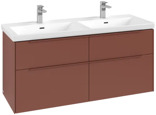 Bild von VILLEROY BOCH Subway 3.0 Waschbeckenunterschrank, mit Beleuchtung, 4 Auszüge, 1272 x 576 x 478 mm, Wine Red #C568L2AH