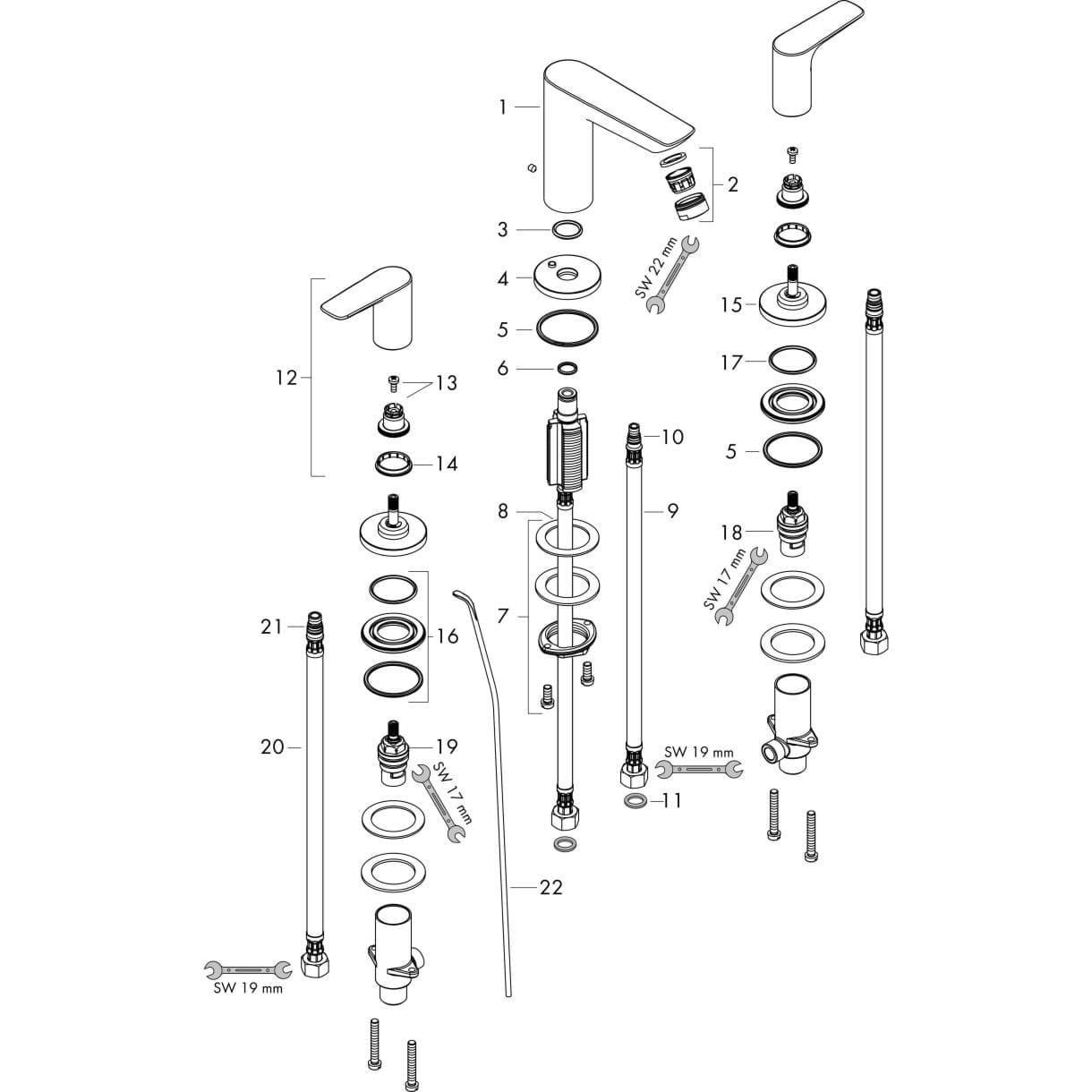 Bild von HANSGROHE Talis E 3-hole basin mixer with pop-up waste set Brushed Bronze 71733140