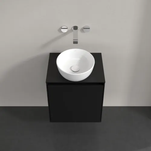 Bild von VILLEROY BOCH Collaro Waschbeckenunterschrank, mit Beleuchtung, 1 Tür, 500 x 548 x 380 mm, Volcano Black / Volcano Black #C149B0VL