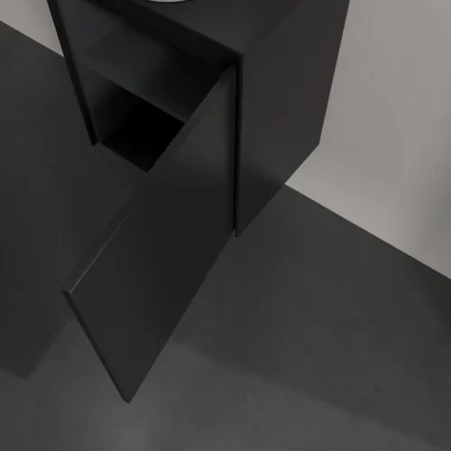 Bild von VILLEROY BOCH Collaro Waschbeckenunterschrank, mit Beleuchtung, 1 Tür, 500 x 548 x 380 mm, Volcano Black / Volcano Black #C149B0VL