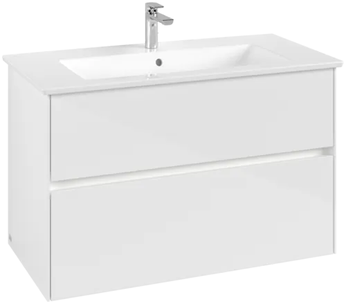 Bild von VILLEROY BOCH Collaro Waschbeckenunterschrank, mit Beleuchtung, 2 Auszüge, 961 x 610 x 480 mm, Glossy White #C145B0DH