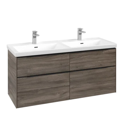 Bild von VILLEROY BOCH Subway 3.0 Waschbeckenunterschrank, mit Beleuchtung, 4 Auszüge, 1272 x 576 x 478 mm, Stone Oak #C568L1RK