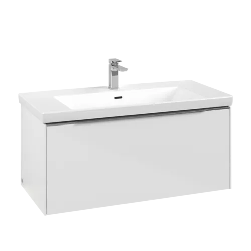 Bild von VILLEROY BOCH Subway 3.0 Waschbeckenunterschrank, mit Beleuchtung, 1 Auszug, 973 x 429 x 478 mm, Brilliant White #C569L0VE