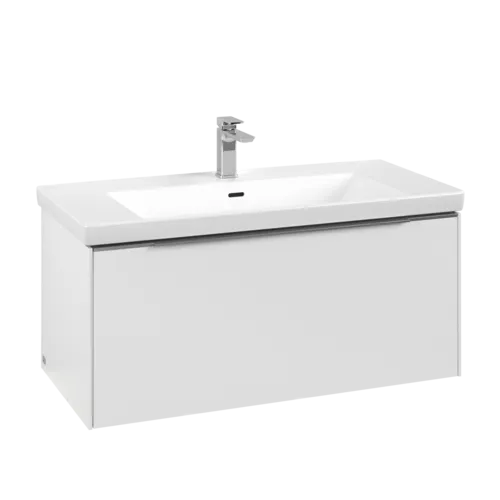 Bild von VILLEROY BOCH Subway 3.0 Waschbeckenunterschrank, mit Beleuchtung, 1 Auszug, 973 x 429 x 478 mm, Pure White #C569L0VF