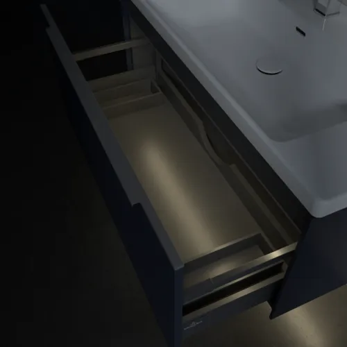 Picture of VILLEROY BOCH Subway 3.0 Vanity unit, with lighting, 1 pull-out compartment, 973 x 429 x 478 mm, Marine Blue #C569L0VQ
