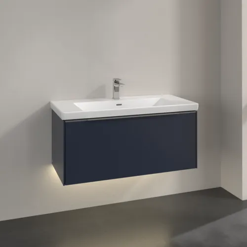 Picture of VILLEROY BOCH Subway 3.0 Vanity unit, with lighting, 1 pull-out compartment, 973 x 429 x 478 mm, Marine Blue #C569L0VQ