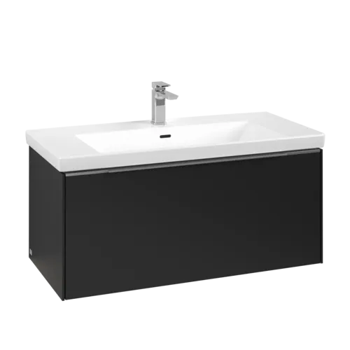 Bild von VILLEROY BOCH Subway 3.0 Waschbeckenunterschrank, mit Beleuchtung, 1 Auszug, 973 x 429 x 478 mm, Volcano Black #C569L0VL