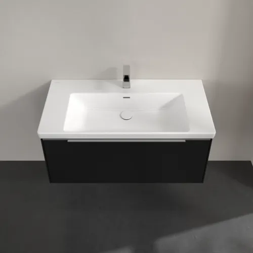 Bild von VILLEROY BOCH Subway 3.0 Waschbeckenunterschrank, mit Beleuchtung, 1 Auszug, 973 x 429 x 478 mm, Volcano Black #C569L0VL