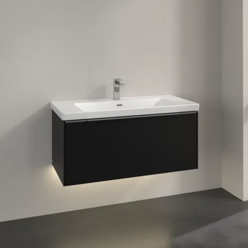 Bild von VILLEROY BOCH Subway 3.0 Waschbeckenunterschrank, mit Beleuchtung, 1 Auszug, 973 x 429 x 478 mm, Volcano Black #C569L0VL