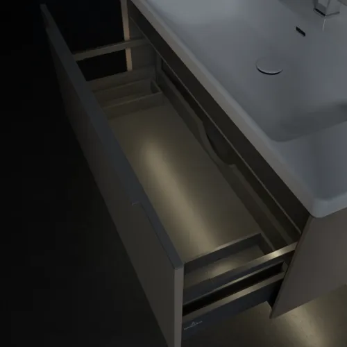 Bild von VILLEROY BOCH Subway 3.0 Waschbeckenunterschrank, mit Beleuchtung, 1 Auszug, 973 x 429 x 478 mm, Taupe #C569L0VM