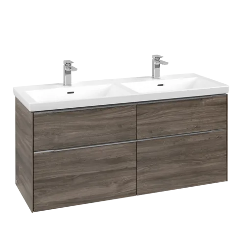 Bild von VILLEROY BOCH Subway 3.0 Waschbeckenunterschrank, mit Beleuchtung, 4 Auszüge, 1272 x 576 x 478 mm, Stone Oak #C568L0RK