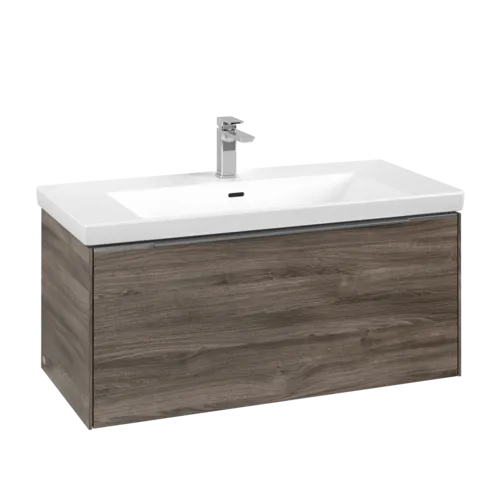 Bild von VILLEROY BOCH Subway 3.0 Waschbeckenunterschrank, mit Beleuchtung, 1 Auszug, 973 x 429 x 478 mm, Stone Oak #C569L0RK