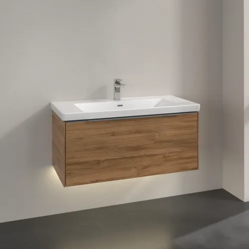 Bild von VILLEROY BOCH Subway 3.0 Waschbeckenunterschrank, mit Beleuchtung, 1 Auszug, 973 x 429 x 478 mm, Kansas Oak #C569L0RH
