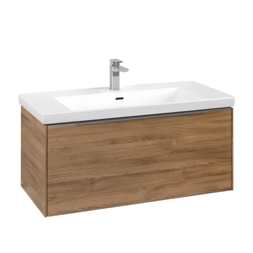 Bild von VILLEROY BOCH Subway 3.0 Waschbeckenunterschrank, mit Beleuchtung, 1 Auszug, 973 x 429 x 478 mm, Kansas Oak #C569L0RH