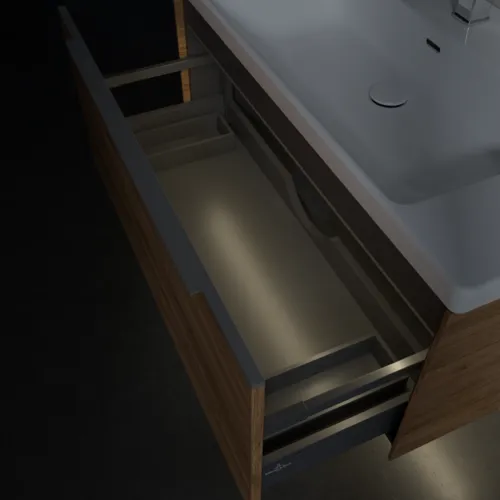 Bild von VILLEROY BOCH Subway 3.0 Waschbeckenunterschrank, mit Beleuchtung, 1 Auszug, 973 x 429 x 478 mm, Kansas Oak #C569L0RH
