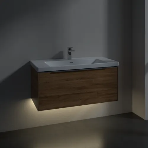 Bild von VILLEROY BOCH Subway 3.0 Waschbeckenunterschrank, mit Beleuchtung, 1 Auszug, 973 x 429 x 478 mm, Kansas Oak #C569L0RH