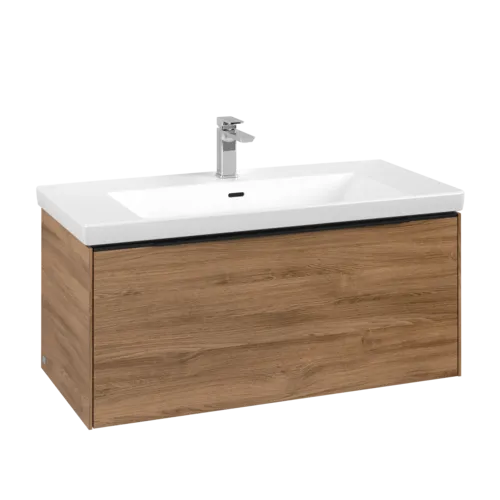 Bild von VILLEROY BOCH Subway 3.0 Waschbeckenunterschrank, 1 Auszug, 973 x 429 x 478 mm, Kansas Oak #C56901RH
