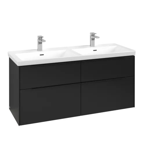 Bild von VILLEROY BOCH Subway 3.0 Waschbeckenunterschrank, mit Beleuchtung, 4 Auszüge, 1272 x 576 x 478 mm, Volcano Black #C568L1VL