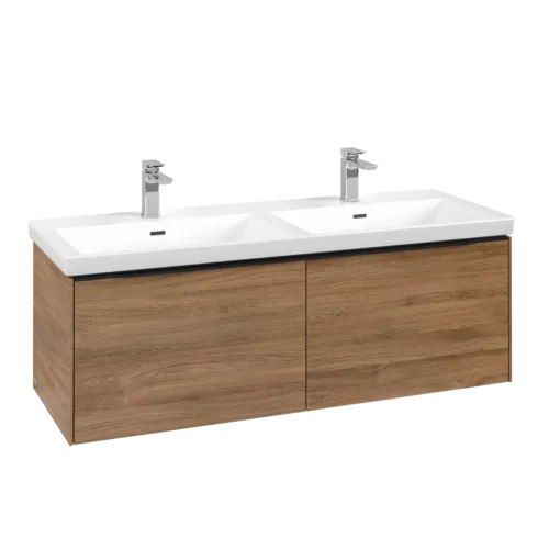 Bild von VILLEROY BOCH Subway 3.0 Waschbeckenunterschrank, mit Beleuchtung, 2 Auszüge, 1272 x 429 x 478 mm, Kansas Oak #C567L1RH