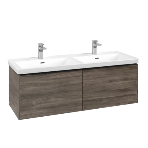 Bild von VILLEROY BOCH Subway 3.0 Waschbeckenunterschrank, mit Beleuchtung, 2 Auszüge, 1272 x 429 x 478 mm, Stone Oak #C567L1RK