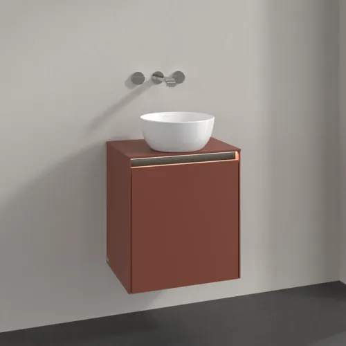 Bild von VILLEROY BOCH Collaro Waschbeckenunterschrank, mit Beleuchtung, 1 Tür, 500 x 548 x 380 mm, Wine Red / Wine Red #C149B0AH