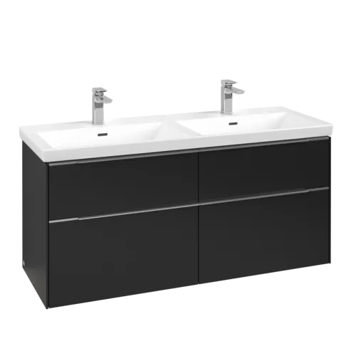 Bild von VILLEROY BOCH Subway 3.0 Waschbeckenunterschrank, mit Beleuchtung, 4 Auszüge, 1272 x 576 x 478 mm, Volcano Black #C568L0VL