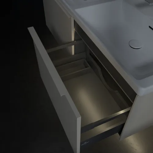 Bild von VILLEROY BOCH Subway 3.0 Waschbeckenunterschrank, mit Beleuchtung, 2 Auszüge, 1272 x 429 x 478 mm, Cashmere Grey #C567L2VN