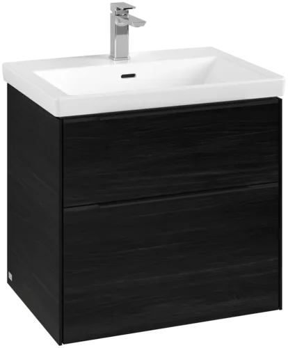 Bild von VILLEROY BOCH Subway 3.0 Waschbeckenunterschrank, mit Beleuchtung, 2 Auszüge, 622 x 576 x 478 mm, Black Oak #C576L1AB