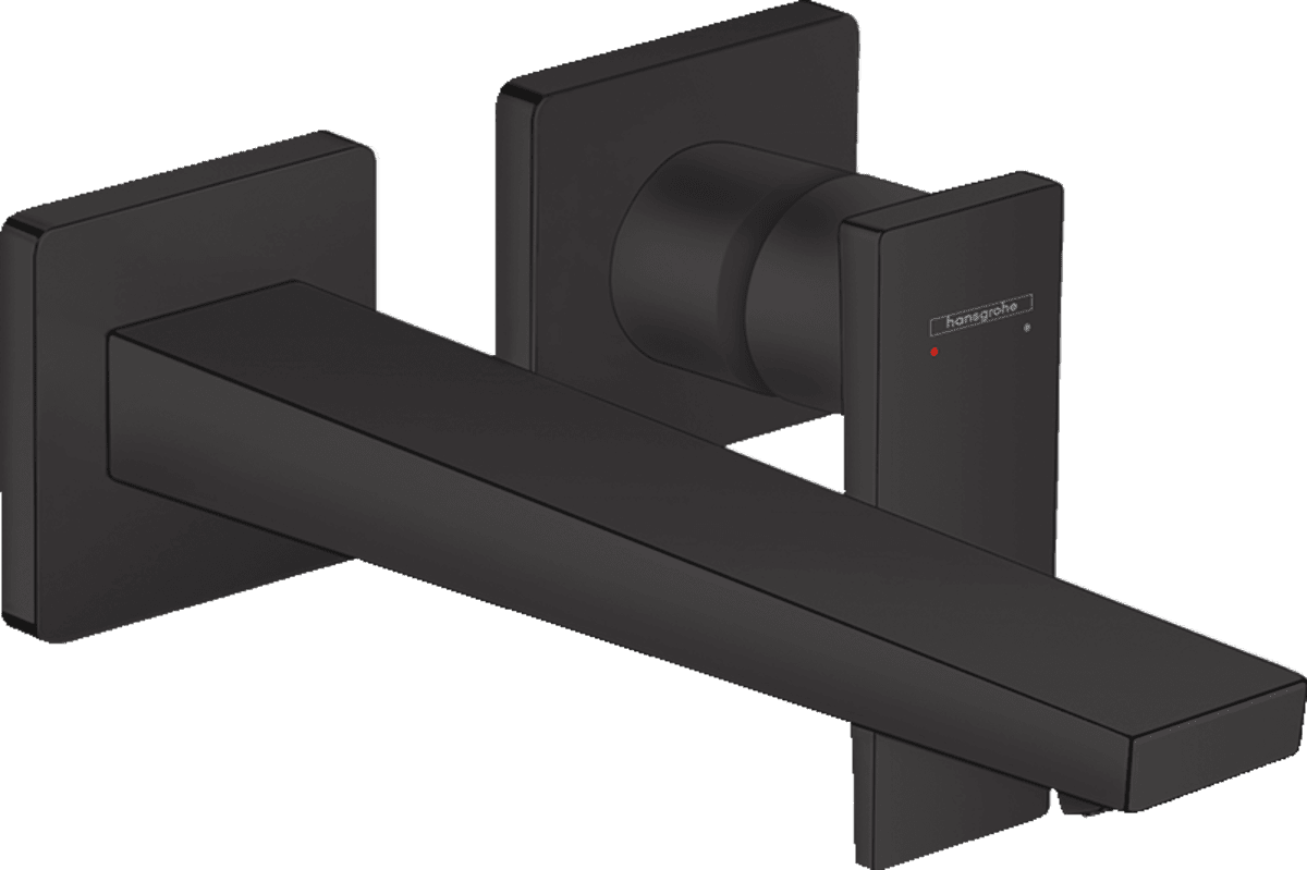 Obrázek HANSGROHE Metropol Páková umyvadlová baterie s páčkovou rukojetí pod omítku, montáž na stěnu, s výtokem 225 mm #32526670 - matná černá