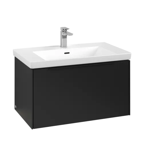 Bild von VILLEROY BOCH Subway 3.0 Waschbeckenunterschrank, mit Beleuchtung, 1 Auszug, 772 x 429 x 478 mm, Volcano Black #C573L1VL