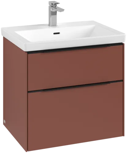 Bild von VILLEROY BOCH Subway 3.0 Waschbeckenunterschrank, mit Beleuchtung, 2 Auszüge, 622 x 576 x 478 mm, Wine Red #C576L1AH