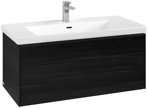 Bild von VILLEROY BOCH Subway 3.0 Waschbeckenunterschrank, mit Beleuchtung, 1 Auszug, 973 x 429 x 478 mm, Black Oak #C569L1AB
