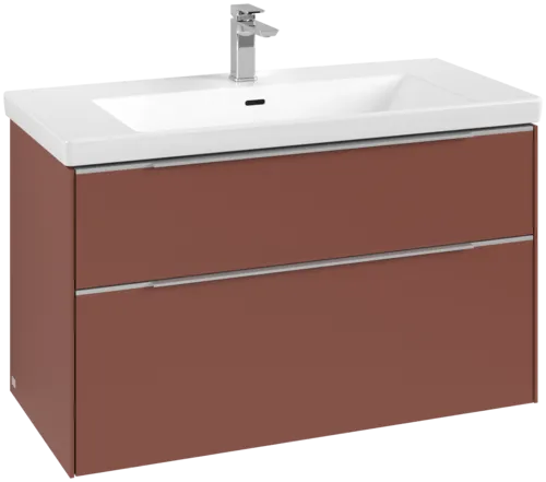 Bild von VILLEROY BOCH Subway 3.0 Waschbeckenunterschrank, mit Beleuchtung, 2 Auszüge, 973 x 576 x 478 mm, Wine Red #C570L0AH