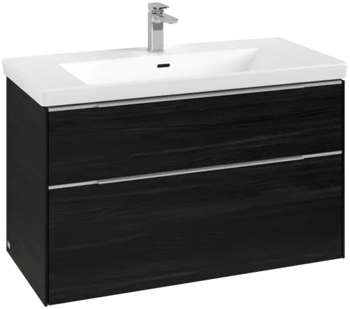 Bild von VILLEROY BOCH Subway 3.0 Waschbeckenunterschrank, mit Beleuchtung, 2 Auszüge, 973 x 576 x 478 mm, Black Oak #C570L0AB