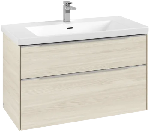 Bild von VILLEROY BOCH Subway 3.0 Waschbeckenunterschrank, mit Beleuchtung, 2 Auszüge, 973 x 576 x 478 mm, White Oak #C570L0AA