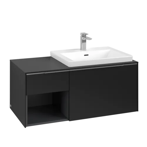 Bild von VILLEROY BOCH Subway 3.0 Waschbeckenunterschrank, 2 Auszüge, 1001 x 423 x 516 mm, Volcano Black / Volcano Black #C57100VL