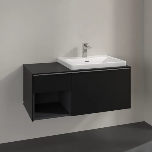 Bild von VILLEROY BOCH Subway 3.0 Waschbeckenunterschrank, 2 Auszüge, 1001 x 423 x 516 mm, Volcano Black / Volcano Black #C57100VL