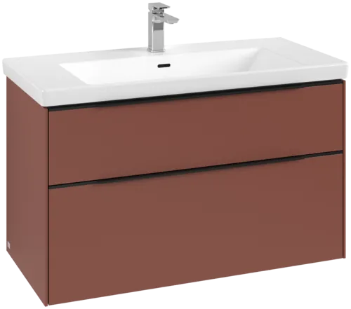 Bild von VILLEROY BOCH Subway 3.0 Waschbeckenunterschrank, mit Beleuchtung, 2 Auszüge, 973 x 576 x 478 mm, Wine Red #C570L1AH